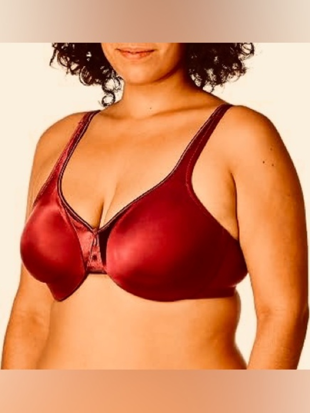 Olga Signature Support Underwire Unlined Full-Coverage Bra 40DD Deep Red/Maroon
